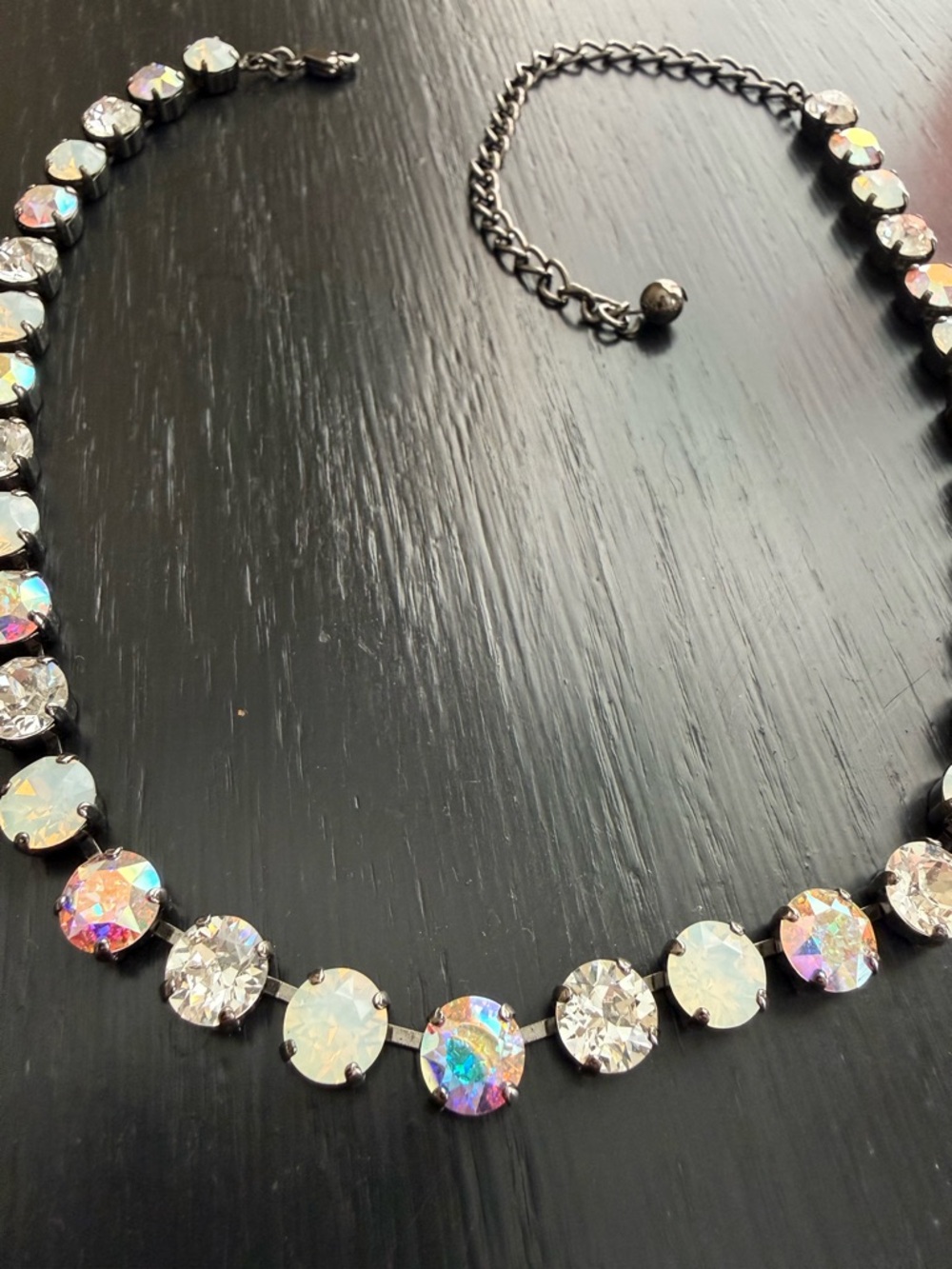 AB, Opal & Clear Rhinestone Necklace - Picture 2 of 2